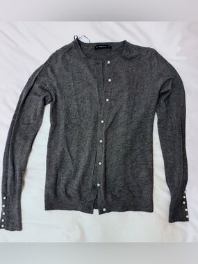 Zara Charcoal Gray Women's Pearl-Button Cardigan